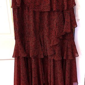 MISA Los Angeles Cascading Ruffles Tiered Maxi Skirt, Size Medium